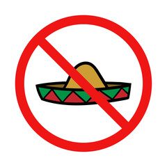 No Sombrero Sign on White Background