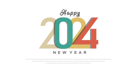 2024 Happy New Year logo text design. 2024 number design template. Vector illustration.