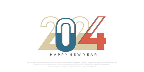2024 Happy New Year logo text design. 2024 number design template. Vector illustration.