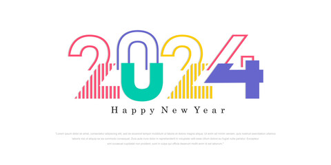 2024 Happy New Year logo text design. 2024 number design template. Vector illustration.