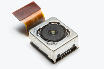 camera modules being used in mobile phones. development of mobile cameras. Digital camera lens part. sensor and technology smartphone new high resolution cameras. sensor with isolated background.