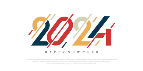 2024 Happy New Year logo text design. 2024 number design template. Vector illustration.