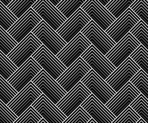 Abstract geometric pattern with stripes, lines. Seamless vector background. White and black ornament. Simple lattice graphic design.