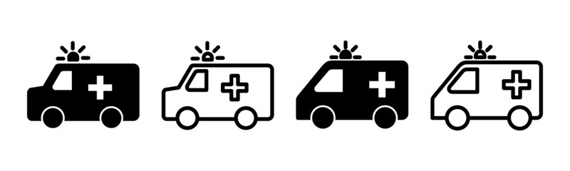 Ambulance icon set illustration. ambulance truck sign and symbol. ambulance car