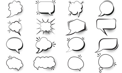 Obraz premium Set of comic speech bubbles. Empty comic speech ballons and elements in retro vintage and pop art style.