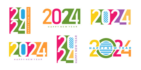 2024 Happy New Year logo text design. 2024 number design template. Vector illustration.