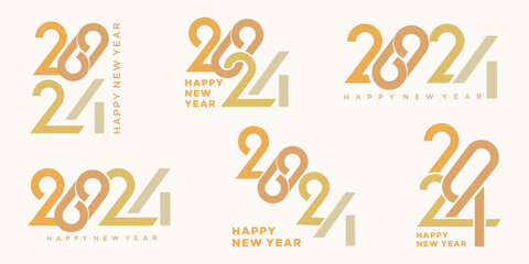 2024 Happy New Year logo text design. 2024 number design template. Vector illustration.