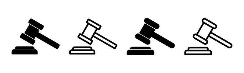 Gavel icon set illustration. judge gavel sign and symbol. law icon. auction hammer