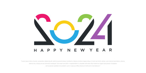 2024 Happy New Year logo text design. 2024 number design template. Vector illustration.