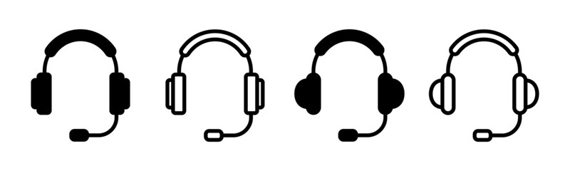 Headphone icon set illustration. Headphone sign and symbol