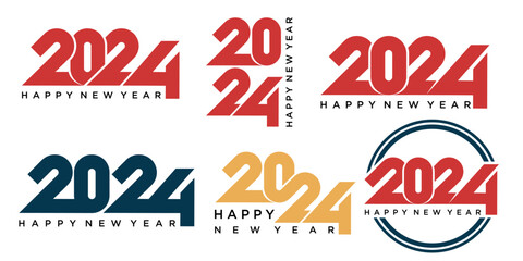 2024 Happy New Year logo text design. 2024 number design template. Vector illustration.