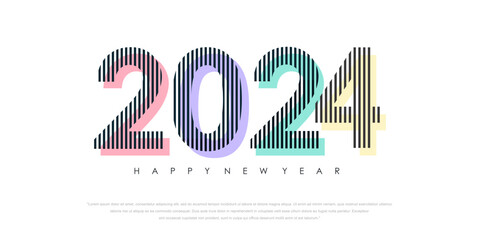 2024 Happy New Year logo text design. 2024 number design template. Vector illustration.