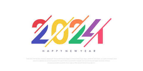 2024 Happy New Year logo text design. 2024 number design template. Vector illustration.