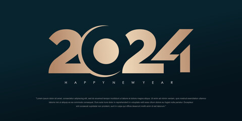 2024 Happy New Year logo text design. 2024 number design template. Vector illustration.