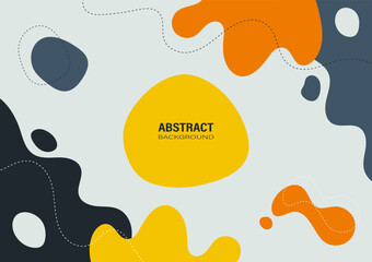 Abstract organic shapes and curves on gray background. Flat design and decorate with dash line for the banner template.