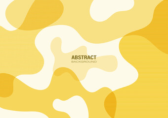 Abstract yellow organic shapes and curves on a pastel background. Flat design and decorate with white lines patterns for the banner template.