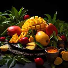 Refreshing Mango Delight: A Tropical Symphony of Flavor. Generative AI