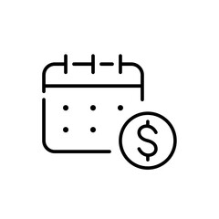 Payments schedule. Mortgage, salary or investment calendar. Pixel perfect, editable stroke icon