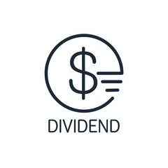 Obraz premium Dollar coin sign with shaded part.Share of profit. dividend. Vector linear icon isolated on white background.