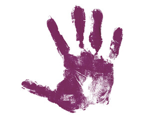 dark purple hand print isolated on transparent background human palm and fingers