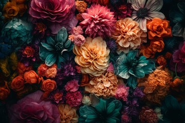 a colorful floral background. Generative AI