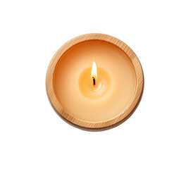 Wooden candle isolated on transparent background, top view, Generative AI