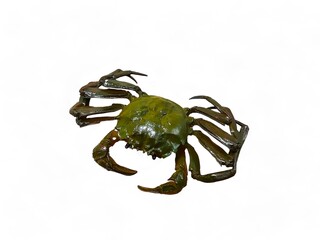 Miniature green crab animal on white background