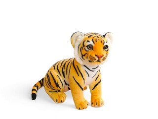 Tiger stuffed animal on a white background