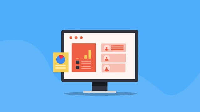 Customer data information client profile management software CRM, business strategy, user personal data and statistics analysis. Animation video clip.
