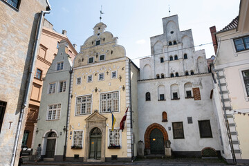 Fototapeta na wymiar Three Brothers Houses, the oldest known surviving stonebuilt house in Riga, Latvia