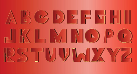 Fototapeta na wymiar 3d red gradient font, creative alphabet letters font