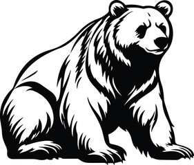 Obraz na płótnie Canvas Isolated Grizzly Bear Logo Monochrome Design Style