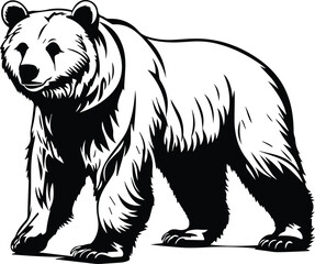 Obraz na płótnie Canvas Isolated Grizzly Bear Logo Monochrome Design Style