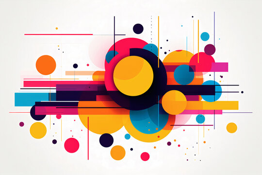 Geometric Abstract Shapes And Lines Vector Illustration In Different Colors Artwork Pattern