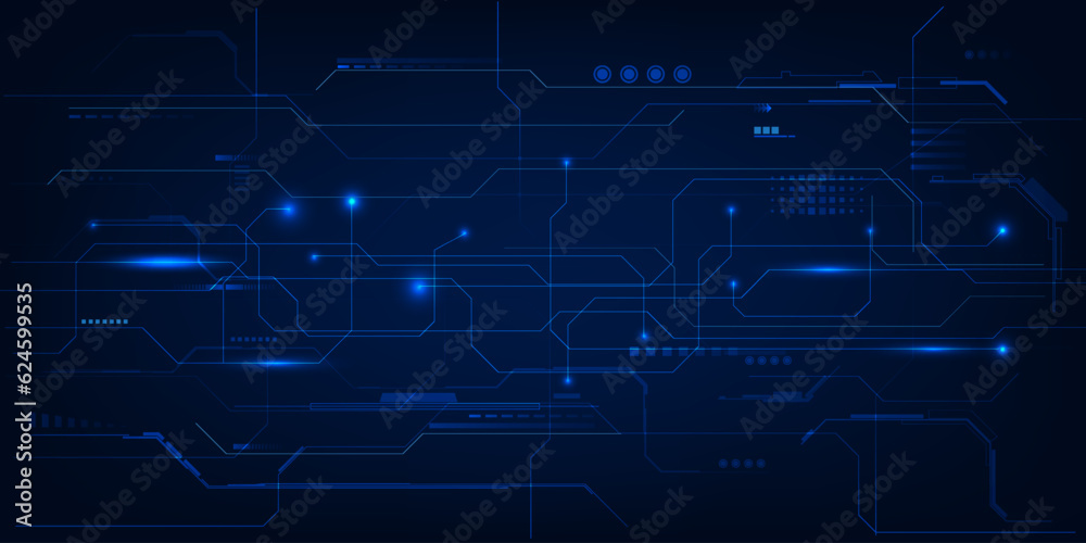 Wall mural vector illustrations of futuristic screen display for horizontal layout showcase with optic screen a