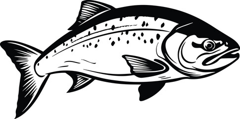 Isolated Salmon Logo Monochrome Design Style