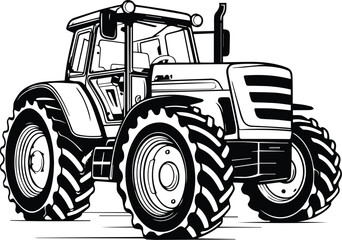 Isolated Tractor Logo Monochrome Design Style - obrazy, fototapety, plakaty