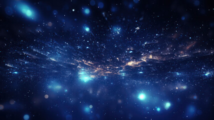Obraz premium Abstract Dark Blue Background with Glowing Particles