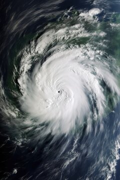 satellite image of a massive hurricane, created with generative ai