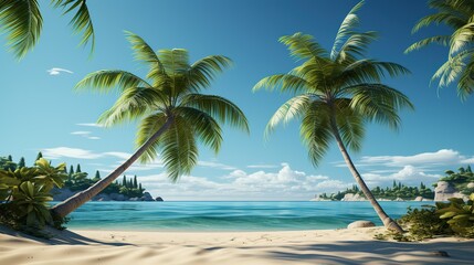 Fototapeta na wymiar beach with coconut trees and sea