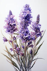 Fototapeta premium close up lavandula angustifolia on white background. AI Generated