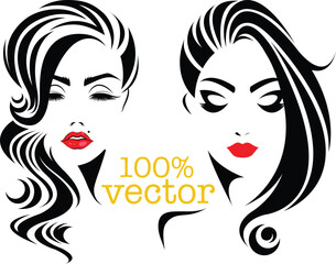 Cute women face vector design concept 