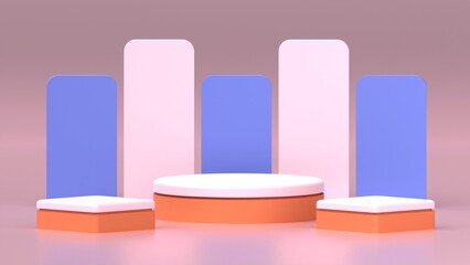 3D rendering of abstract cylinder pedestal podium. Product display presentation