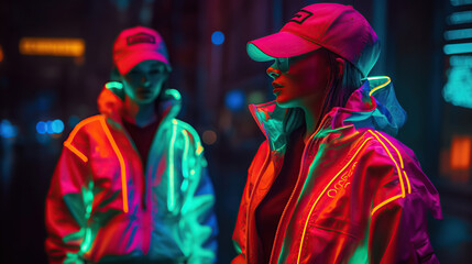 Fototapeta premium neon cybernetic streetwear fashion illustration 