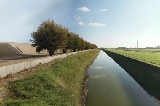 before and after comparison of a repaired levee section, created with generative ai