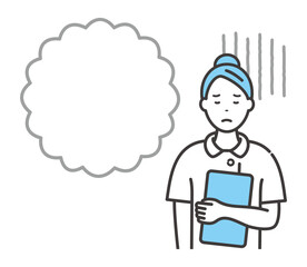 悩む若い女性看護師