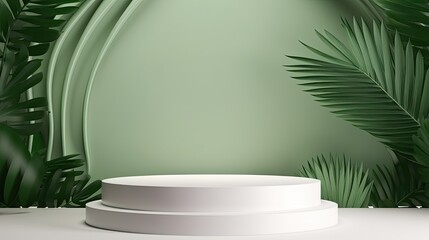 White 3D background with realistic cylinder pedestal podium
