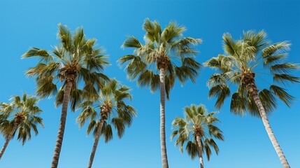 Obraz na płótnie Canvas palm trees on blue sky with Ai-generated images