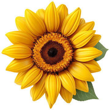 top view Sunflower flower isolated on a white background , png transparent background