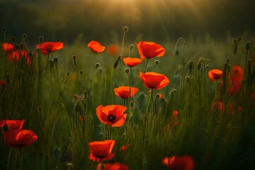 Fototapeta premium field of red poppies